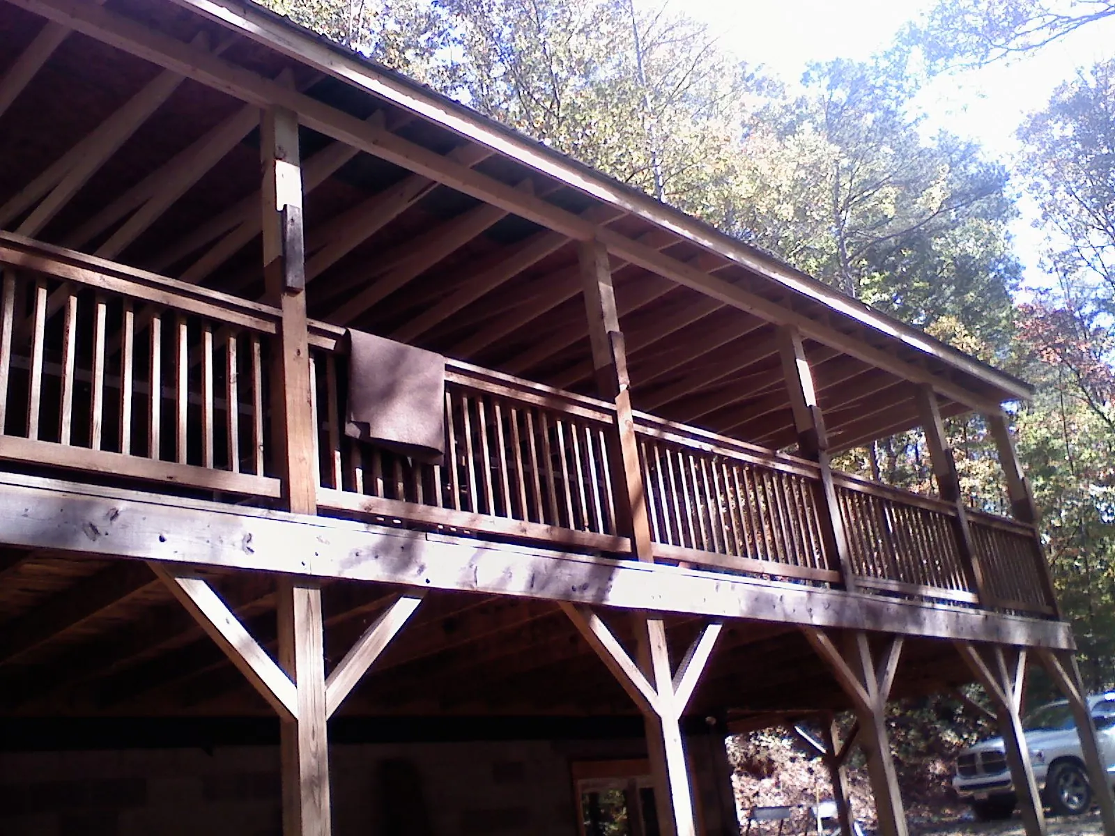 Timber framing under a new elevated porch and deck — Roof Leak Repair in Livermore by Roofing Brothers